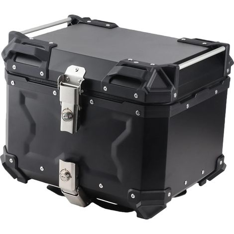 Bauletto per moto, capacità 45 litri, struttura in alluminio resistente, colore nero. (1/2)