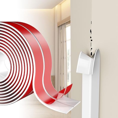 Baguette D'angle et Protection Murale – Profilé Souple En Tpe (Auto-Adhésif Puissant) – Finition De Bords Pour Murs, Portes, Fenêtres et Plinthes – étanche, Anti-Choc (Blanc Mat, 2CM) (1/5)