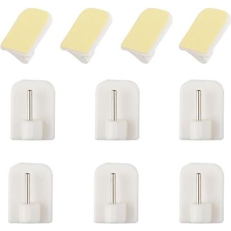 10Pcs Crochets Autocollants pour Barres de Rideaux Nettes Blanc Crochets Adhésifs Rideaux Crochet Fenêtre Adhésif pour enêtre Salle de Bain Cuisine Tringles à Rideaux (10PCS) (1/5)