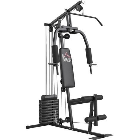 Station de musculation fitness avec 9 blocs de poids de 5 kg, 45kg au total, entraînement complet - 200 x 135 x 103 cm (1/5)