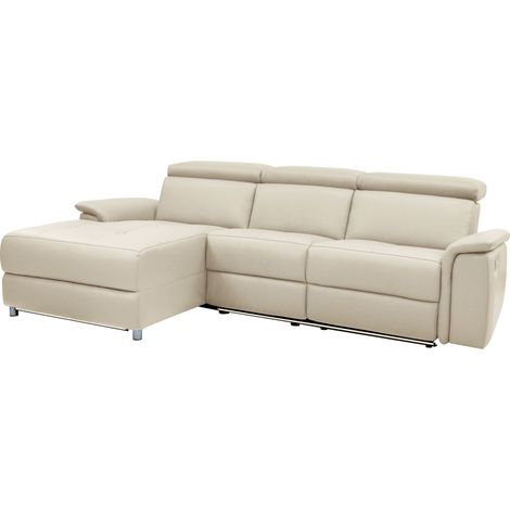Pareli-Canapé 3 places gauche avec fonction électrique en tissu sable (1/5)