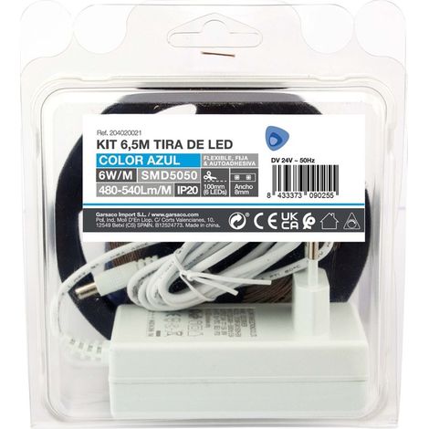 Kit 6,5M Tira de LED 6W/M IP20 Azul preparado