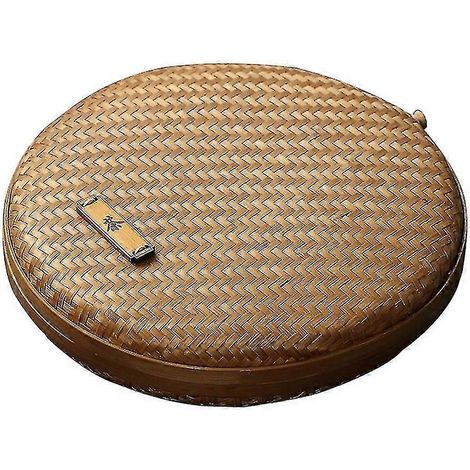 Boîtes rondes en rotin avec couvercle, plateau en osier tressé à la main, multifonctionnel, pour pique-nique de 20 cm. (1/5)
