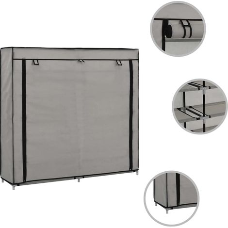 Meuble à chaussures,Armoire à chaussures avec housse Gris 115x28x110 cm Tissu CFW9793596 (1/5)