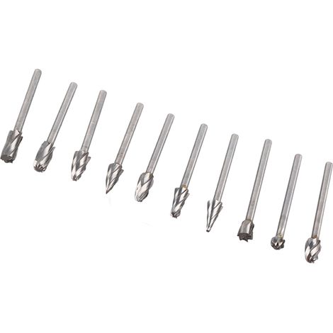 10 pièces Fraises Carbure Tungstène Haute Dureté pour Sculpture Bois, Travail Métal et Nettoyage - Set Polyvalent Dremel (1/5)