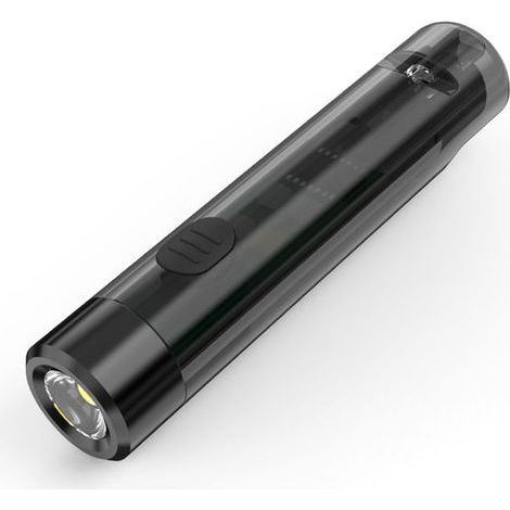 Mini lampe torche LED – 7 modes lumière + sifflet d'urgence – ultra-compacte camping randonnée – noir (1/5)