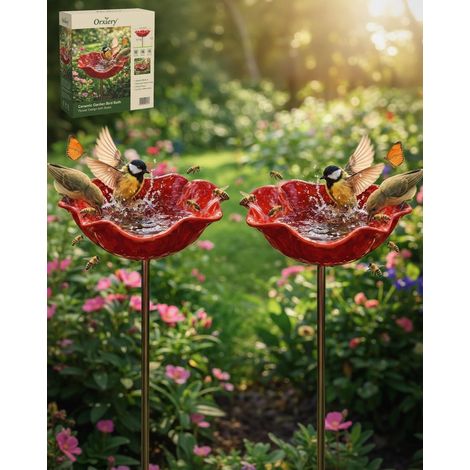 2026 Bol de fleurs en résine fait à la main - Mangeoire pour oiseaux - Bain pour oiseaux pour le jardin - Abeilles - Distributeur d'eau avec motif floral pour oiseaux sauvages - Résistant au gel (1/5)