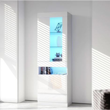 Vetrina LED bianca 50 x 40 x 180 cm in pannelli di particelle con illuminazione USB DESVIAE (1/5)
