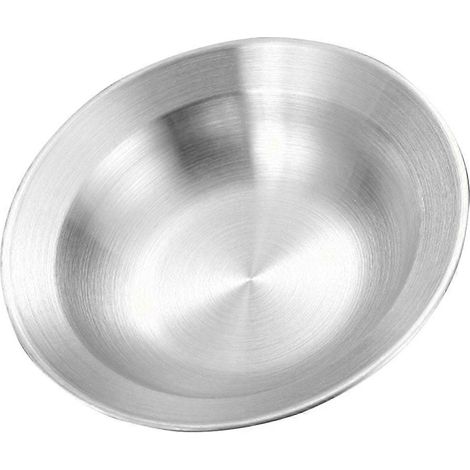 Saladier en acier inoxydable, assiette de service peu profonde, compatible avec une utilisation en cuisine. (1/5)