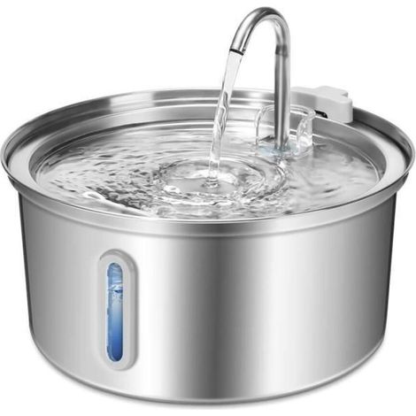 Fontaine à eau pour chats - LAKITY - 3,2L (108oz) - Acier inoxydable - Fenêtre niveau d'eau - Pompe silencieuse (1/5)