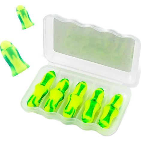 Tapones para los oídos de espuma verde ultrasuave, 10 pares, reducción de ruido de 38 dB SNR, adecuados para dormir, para prevenir los ronquidos, para trabajar, viajar, practicar deportes de tiro y pa (1/5)