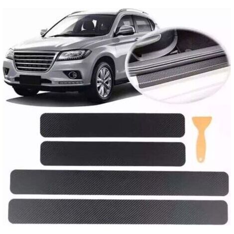 Protecteur de Seuil de Porte,4 Pièces Fibre Carbone Bande de Protection de Pare-Chocs ArrièRe Film,Anti-Rayures Voiture Universelle (1/3)