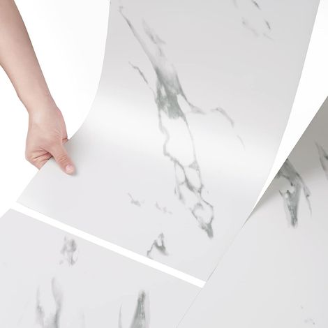 Revetement de Sol Marbre Blanc Rouleau 60X30cm 4 Pièces Credence Adhesive Pour Cuisine Imperméable Carrelage Sols Dalles Pvc Adhesives Sols Salle de Bain Dalle Pvc Adhesive Sol Cuisine (1/5)