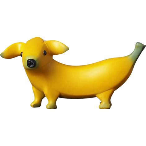 Statue De Chien Décorative Banane, Sculpture Figurine Résine, Couleur Jaune, 3 Tailles S/M/L, Inclusion : 1 × Sculpture Banane-Dog (1/5)