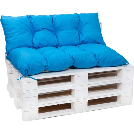 Set Coussins pour palettes, Assise 120 x 60 et Dossier 120 x 50cm, coussin palette extérieur Bleu, SETGARDEN (1/4)