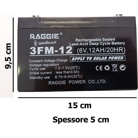 TrAdE Shop Traesio - Batteria Ermetica Ricaricabile Per Gruppo Di Continuità 6v 12ah Attacco Faston -