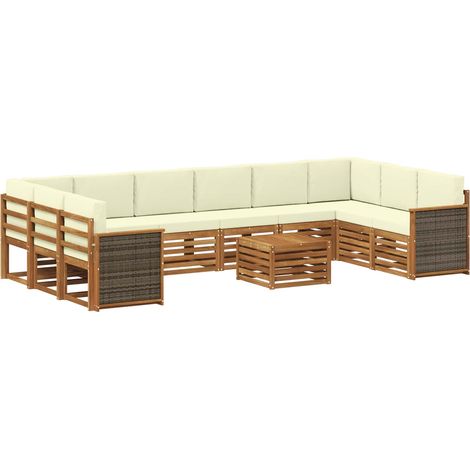 Outdoor Sofa Set with Cushion 8 pcs Natural and Cream vidaXL (1/5)