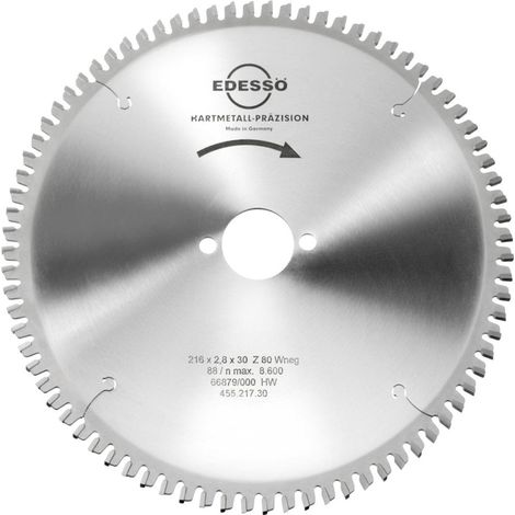 EDESSÖ HW Kreissägeblatt Präzision 216 x 2,8 x 30 mm Z80 W neg. (1/3)