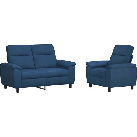 Sofa-Set 2 pcs Blau Stoff vidaXL
