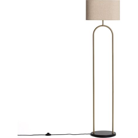 – Lampadaire en métal doré avec abat-jour lin beige – E27 – Hauteur 160cm – Éclairage décoratif pour salon et chambre (1/5)