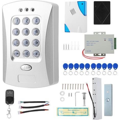 Kit de contrôle d'accès autonome pour porte avec serrure magnétique 180KG, alimentation et télécommande (1/5)