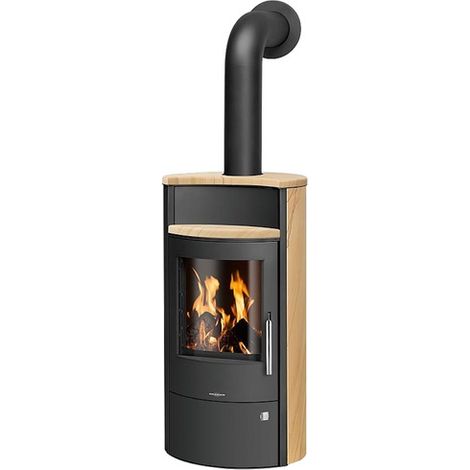 ORANIER Kaminofen Pori Aqua 10KW mit Wasser-Wärmetauscher, Sandstein, Korpus Stahl Schwarz