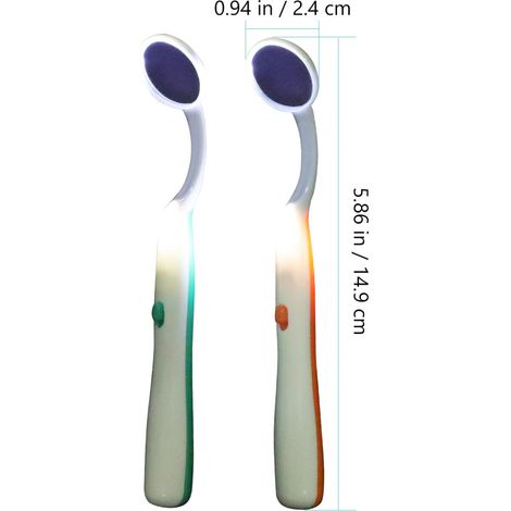 Specchio per ispezione dentale antiappannamento con luce LED, strumenti dentali per la cura dentale, 2 pezzi (verde arancione) (1/4)
