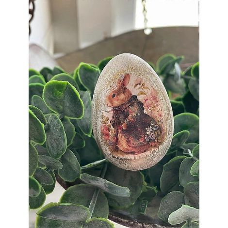 Hand-Painted Vintage Rabbit Easter Eggs,3D Decorative Eggs Easter Basket Stuffers,Painted Decoupaged Vintage Rabbit Decorations,for Table Decor Bowl B (1/3)