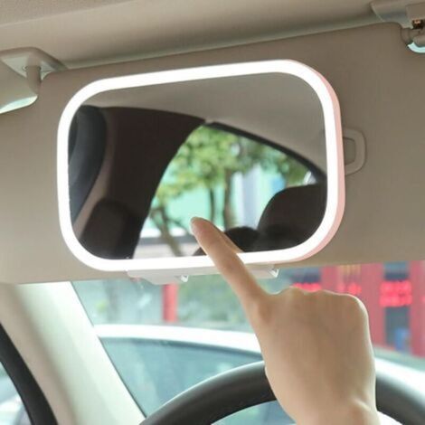 Miroir De Courtoisie Pour Voiture,Car Cosmetic Mirror Rechargeable Car Visor Mirror Avec 3 Modes De LumièRe 7,8 Pouces éCran Tactile Universel Pare-Soleil Miroir Pour Voiture, Camion, Suv(Rose)