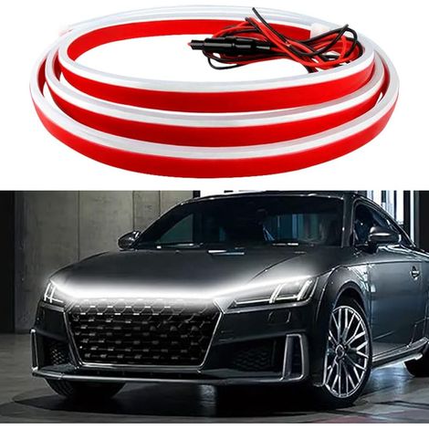 Bande Lumineuse Dynamique pour Capot de Voiture - LED 70 Pouces, Flexible, Extérieure pour Voitures, Camions, SUV (Blanc) (1/5)