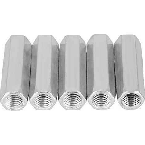 5pcs M10 Écrou Long Tige En Acier Au Carbone Écrous Hexagonaux De Couplage Écrous Hexagonaux Douille Écrou Fixations Filetées (M1040) H323 (1/5)