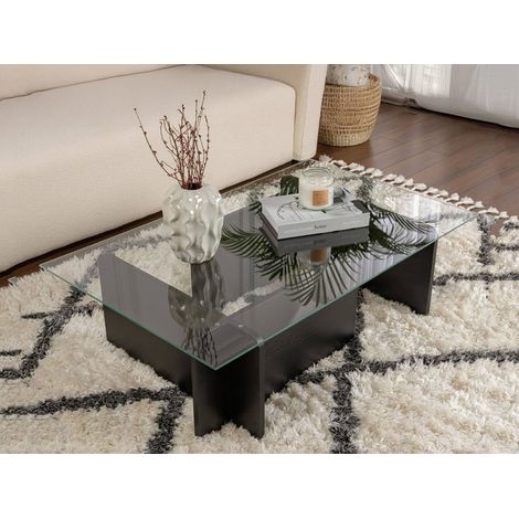 Dmora - Tavolino da salotto Kallias, Tavolo basso da caffè, Portariviste per divano, Ripiano da soggiorno, 105x65 h30 cm, Nero (1/5)
