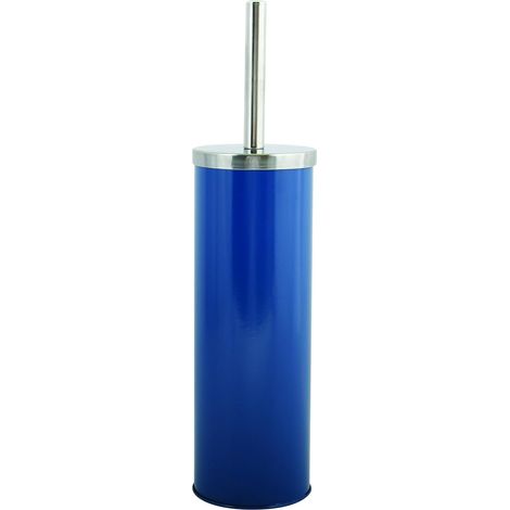 Brosse WC avec Support - INOX & Acier - pour Stockage Douche et Accessoires de Bain - Ø 10 x 40 cm - Bleu Foncé - Idéal pour Produits de Soins Personnels (1/5)
