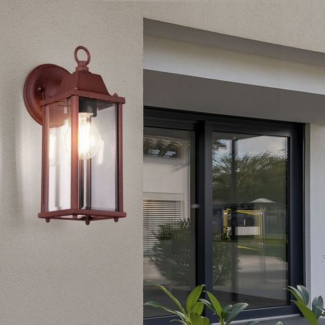 Wandstrahler Außenleuchte Haustür Fassadenleuchte rostfarben Down Wandleuchte für Ihre Terrasse, abwärts leuchtend, Aluminium Druckguss, 1x E27, BxH 11x29 cm