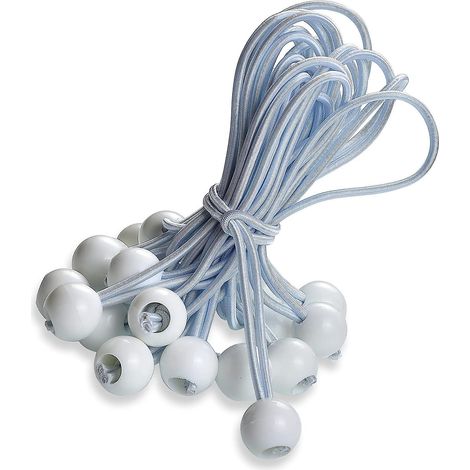 Corde élastique blanche 50 pièces 195mm avec boules pour tente, bâche, affiche - tendeur de bâche, sangle extensible (1/5)