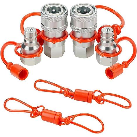 Coupleur hydraulique Pioneer 1/4 pouce avec capuchon anti-poussière, adapté à une large gamme d'applications hydrauliques. (1/5)