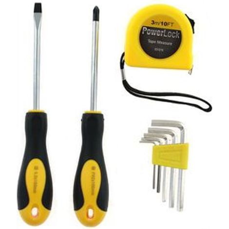 TrAdE Shop Traesio - Set Attrezzi Manuali 4pz Cacciaviti Con Metro Chiavi Esagonali Per Lavori Bricolage 74690 - (1/2)