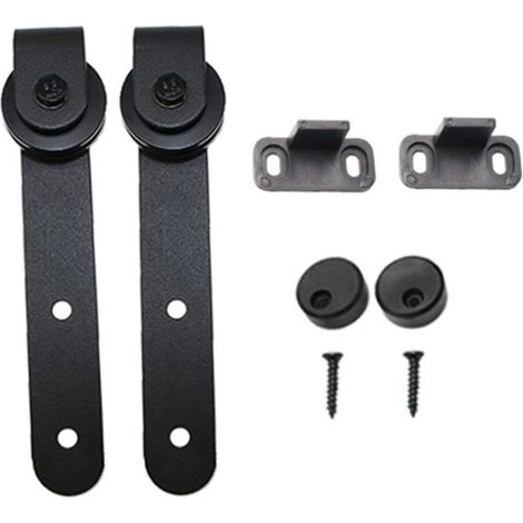 Guide de sol pour porte de grange coulissante acier carbone, noir (1/5)