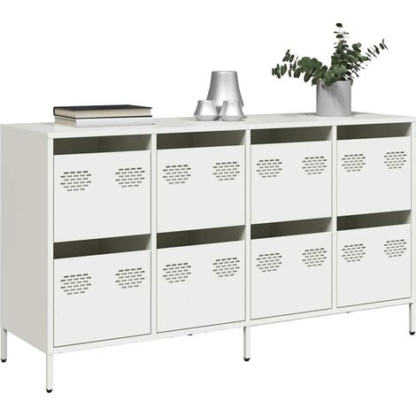 Sideboard Weiß 135x39x73,5 cm Kaltgewalzter Stahl