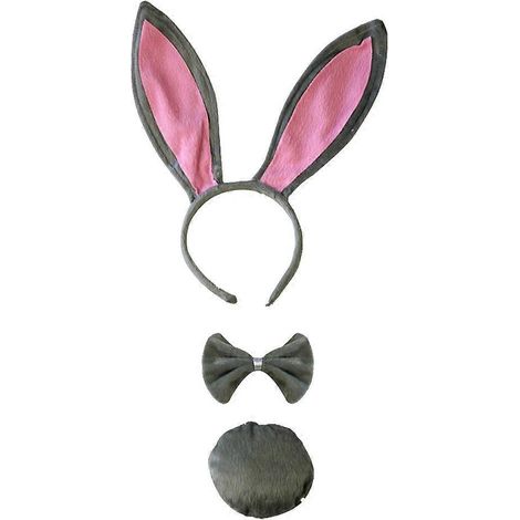 3-teiliges Set: Lustiges graues Haaraccessoire-Set mit Hasenohren für Osterfeste und Partys – ideal für Auftritte, Maskenbälle und andere festliche Anlässe.-M-Grey (1/3)