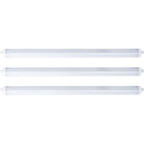 Plafonnier LED chambre étanche lumière chambre étanche Lampe de garage LED Tube LED, branchement en série, protégé contre les jets d'eau, 1x LED 36W 4320lm blanc neutre, L 120 cm, lot de 3