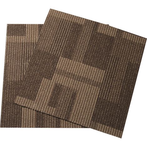 Mophorn Dalles de moquette réutilisables 24"x24" Carrés rembourrés doux avec rembourrage Installation facile DIY pour chambre à coucher Salon - Marron mélangé (24 dalles) (1/5)