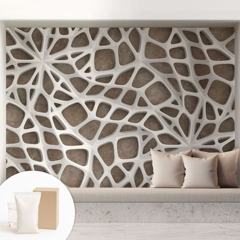Papier peint intissé mural avec imprimé pour décoration pour salon pour chambre à coucher pour entrée Réseau en dentelle 208x146 cm (1/5)