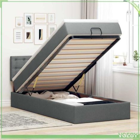 Cadre de lit ottoman avec matelas - 3312451 - Gris foncé - 100x200 cm - Rangement hydraulique (1/5)