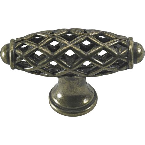 Hettich Möbelknopf Zinkdruckguss brüniert 58,0 x 20,0 mm - 1 Stück Möbelgriff