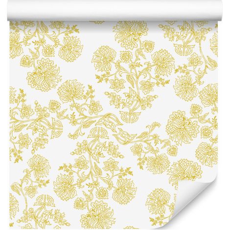 Papier peint à fleurs crème pour salon et chambre 50x1000 cm (1/5)