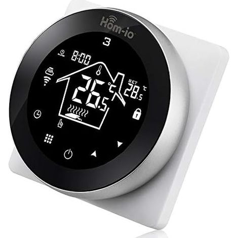 Hom-io  Chronothermostat Smart Wi-Fi PLUS pour Chaudiere et Chaudiere a Gaz, Thermostat Numerique, Reglez et Gerez La Temperature, Horaire Hebdomadaire, Ecran LCD Tactile (1/4)
