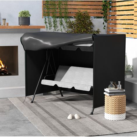 Copertura per dondolo 3 posti 205x124x164 cm in poliestere nero – MEUBLIV (1/5)