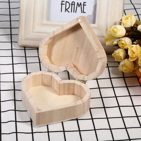 Boîte de rangement en bois en forme de cœur fabriquée à la main (1/5)