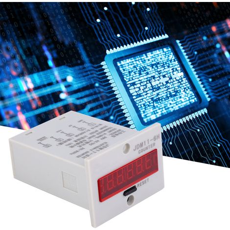 Compteur électronique JDM11-6H à 6 chiffres avec affichage numérique LED, relais et transducteur, alimentation 36 V CA/CC. (1/5)